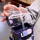 زجاجة ماء كرتونية 520 مل – بلاستيك درجة 7 للمشروبات الباردة فقط – بغطاء وشفاطين