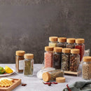 24-Pcs Square Glass Spice Jars - Bamboo Lid Containers with Labels, Kitchen Organizer