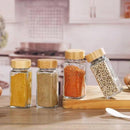 24-Pcs Square Glass Spice Jars - Bamboo Lid Containers with Labels, Kitchen Organizer