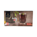 Packaging of a glass with a drink, featuring the brand 'City Glass' and product name 'Sofia 16 CL'.