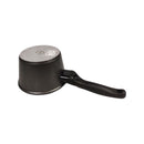 Black saucepan with a handle on a white background