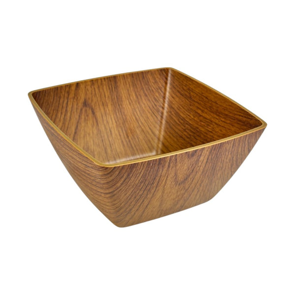 Evelin Square Plastic Bowl - 16 cm - Wooden-Style Finish - Made In Turkey