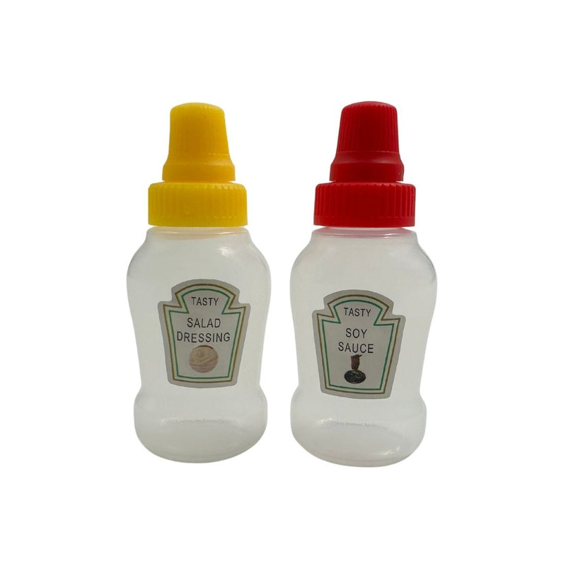 Mini Sauce Bottles Plastic Set Of 2 – Refillable Condiment Containers For Lunch & Travel