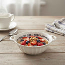 Generic Porcelain Mini Serving Bowl With Handles, White, Random Prints For Snacks & Desserts