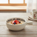 Generic Porcelain Mini Soup Bowl With Handle, White, Random Prints For Daily Serving