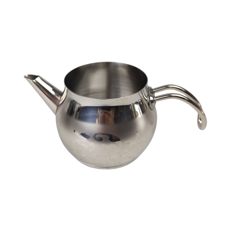 Stainless steel teapot on a white background