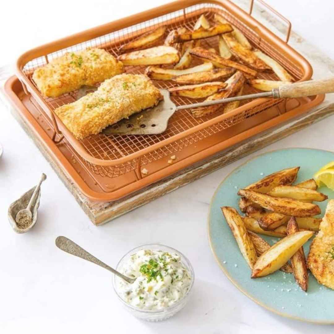 2-piece copper air fryer set for oven-roasted chicken and fries – cupindy