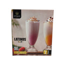 Packaging of City Glass Latinos glasses with two glasses on a white background