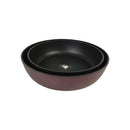 Two black ceramic bowls stacked on a white background