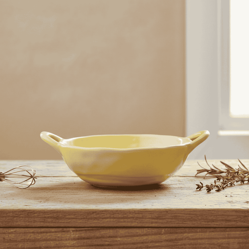 22cm Porcelain Serving Bowl with Handles - Decorative Oval Casserole Dish
