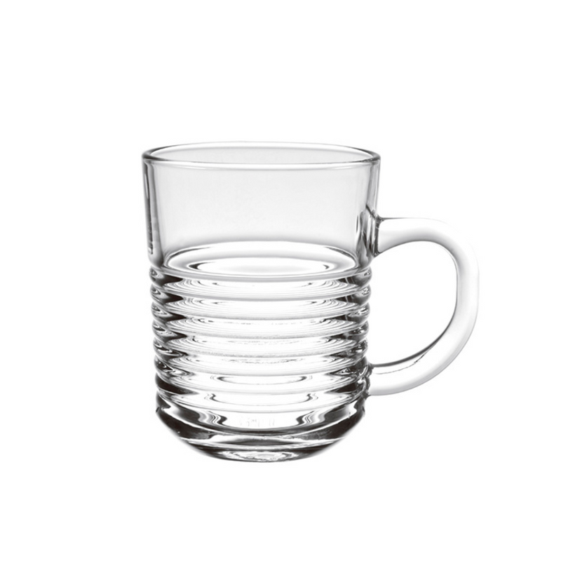Blinkmax Glass Mug Set Of 6 – 235 ml Classic Design With Handle