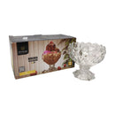 Decorative glass bowl with a branded box in the background