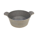 Gray textured bowl with handles on a white background