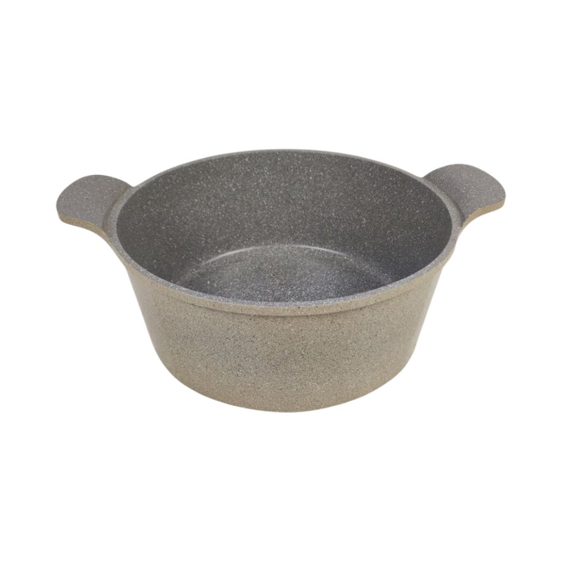 Gray textured bowl with handles on a white background