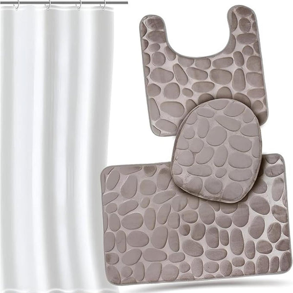 3-Piece Bathroom Mat Set With Toilet Cover and Pedestal Rug – Non-Slip Soft Microfiber Design