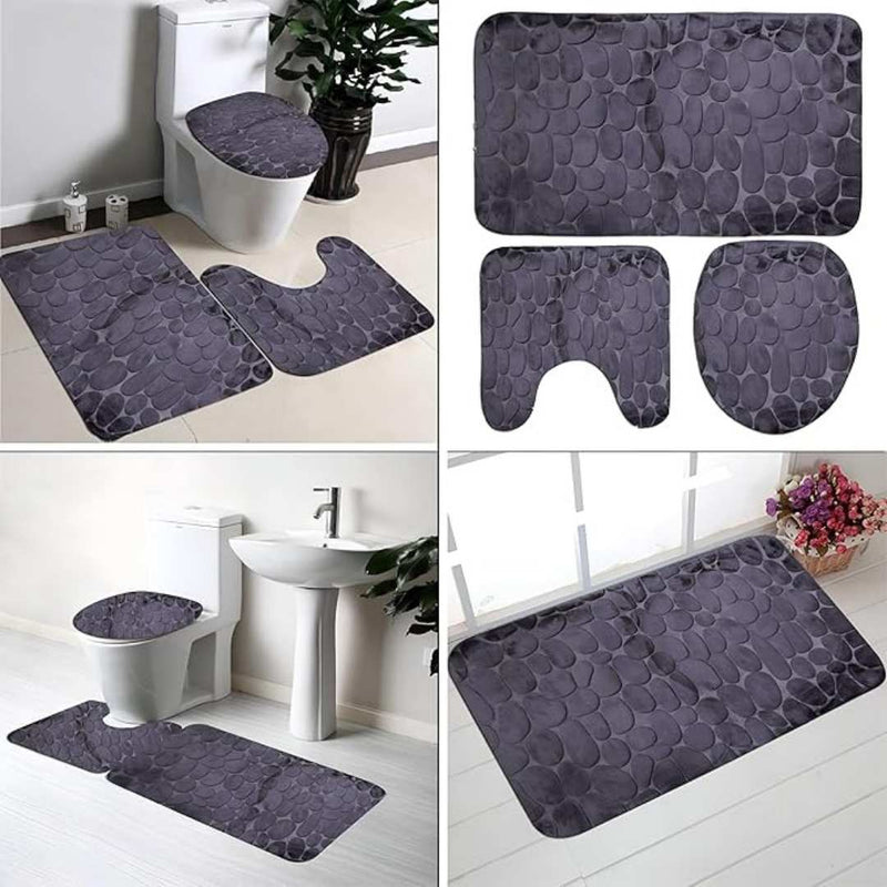 3-Piece Bathroom Mat Set With Toilet Cover and Pedestal Rug – Non-Slip Soft Microfiber Design