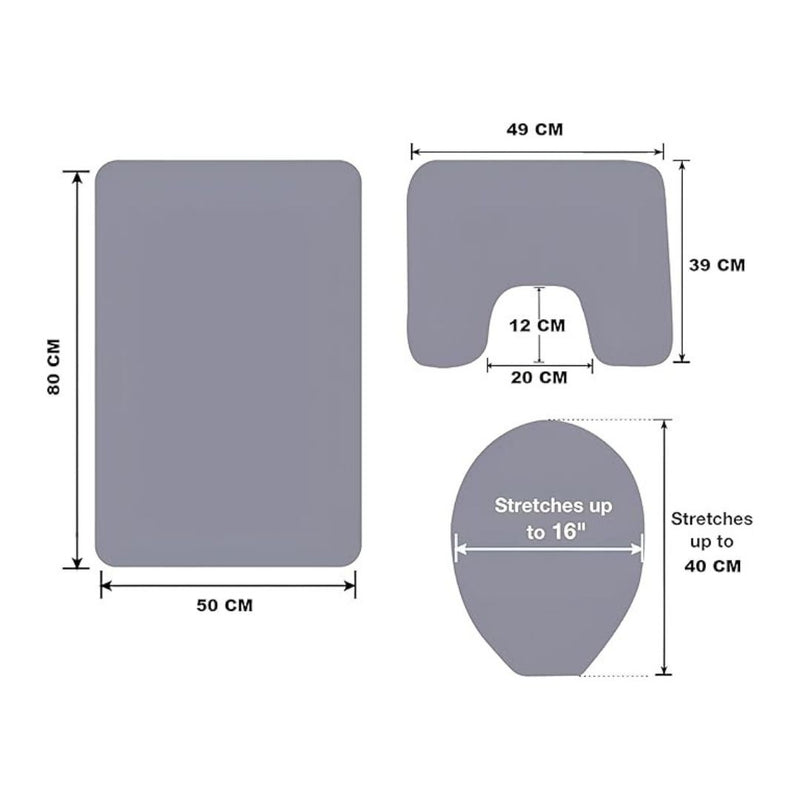 3-Piece Bathroom Mat Set With Toilet Cover and Pedestal Rug – Non-Slip Soft Microfiber Design
