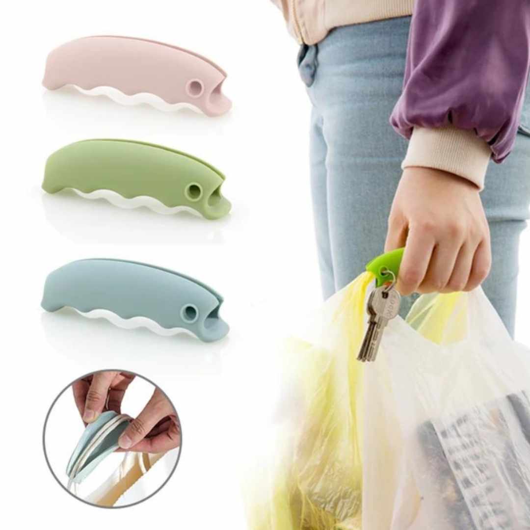 Set of 3 silicone bag handle grips for carrying heavy shopping bags with finger protection | Cupindy