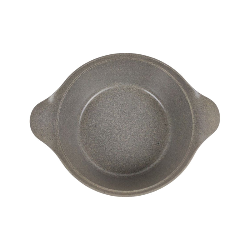 Gray ceramic pot lid on a white background