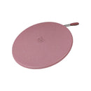Pink round mat with a handle on a white background