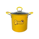 Yellow pot with a lid on a white background