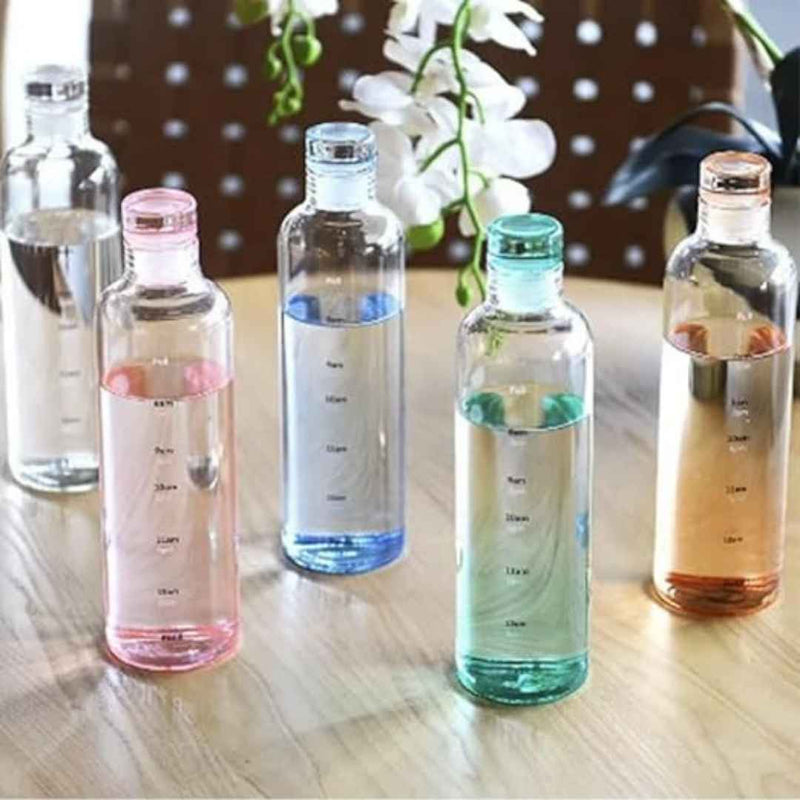 550ml Gradient Glass Water Bottle with Measurement Markings and Leak-Proof Cap – Selective Colors