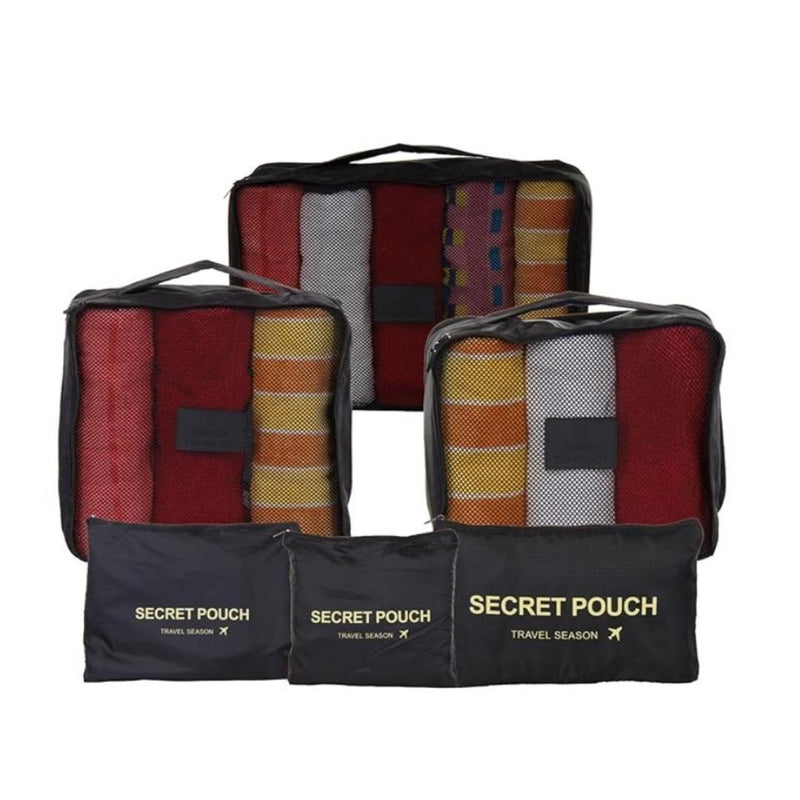 طقم تنظيم السفر ٦ قطع من البوليستر المقاوم للماء مع أكياس غسيل منفصلة