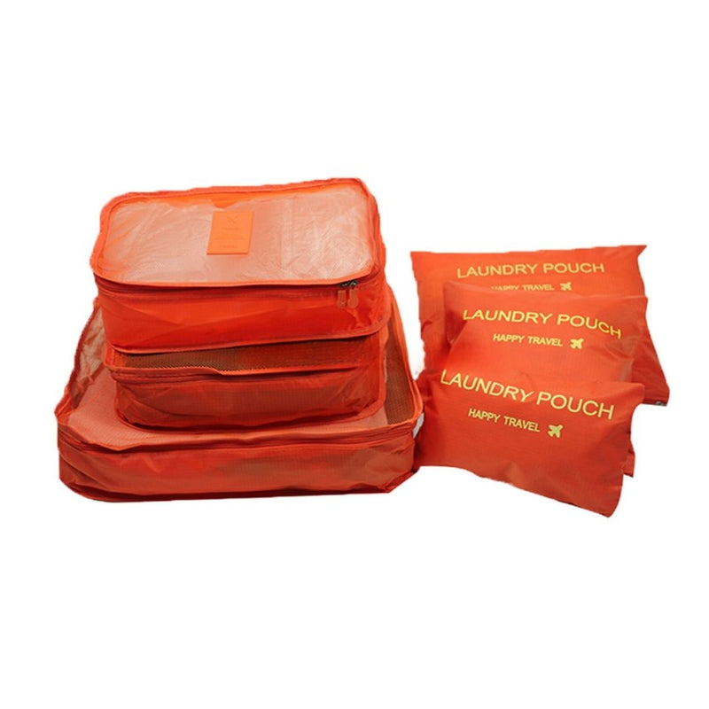 طقم تنظيم السفر ٦ قطع من البوليستر المقاوم للماء مع أكياس غسيل منفصلة