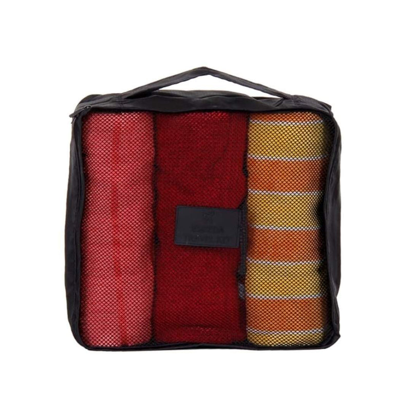 طقم تنظيم السفر ٦ قطع من البوليستر المقاوم للماء مع أكياس غسيل منفصلة