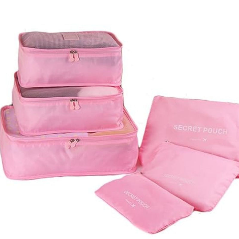 طقم تنظيم السفر ٦ قطع من البوليستر المقاوم للماء مع أكياس غسيل منفصلة