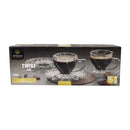 Packaging of CityGlass Twist set with two glasses and coasters on a white background