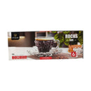 City Glass Rocks set packaging with a glass of coffee and saucer on a white background