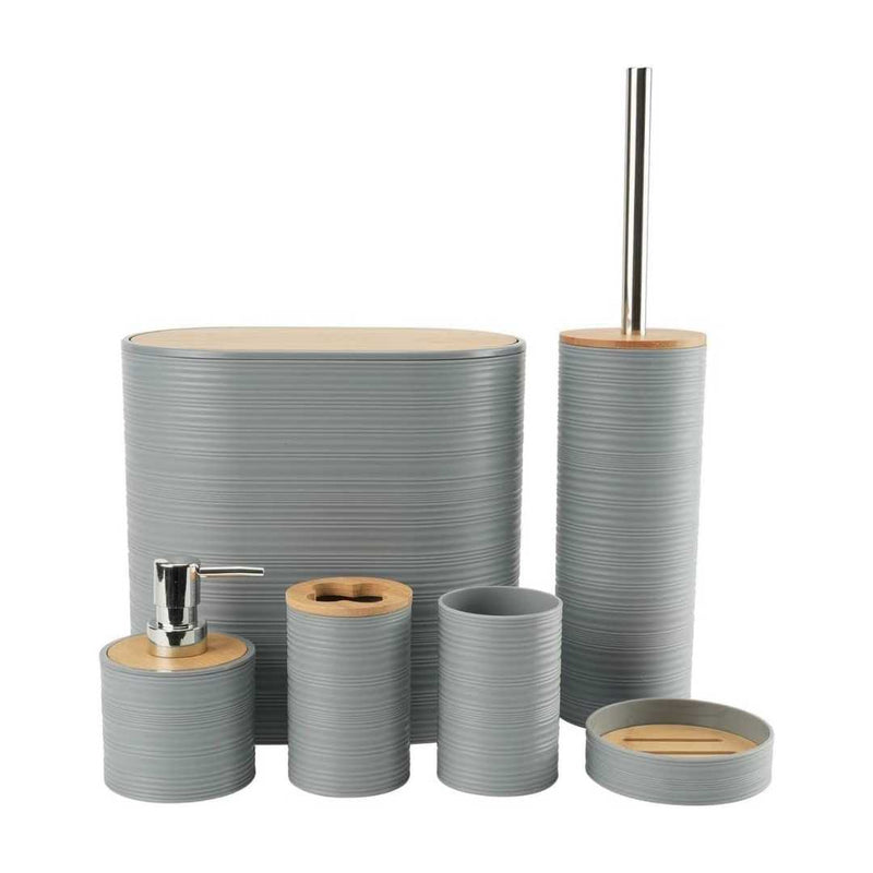 6‑Piece Modern Bathroom Accessory Set with Soap Dispenser Toothbrush Holder & Waste Bin