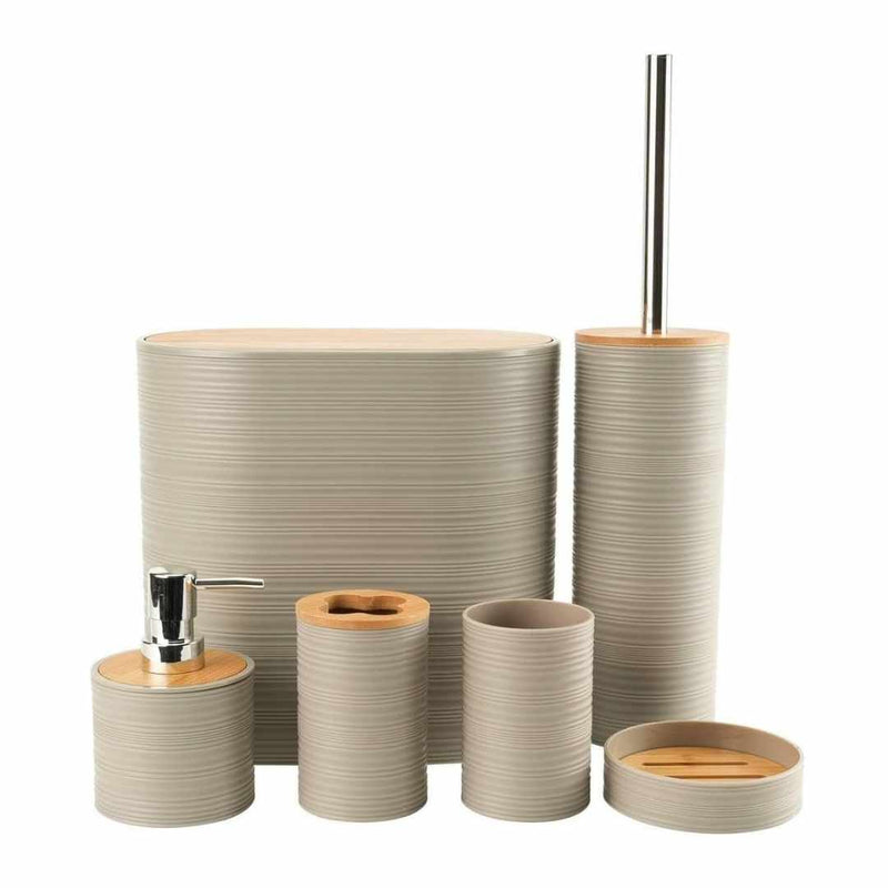 6‑Piece Modern Bathroom Accessory Set with Soap Dispenser Toothbrush Holder & Waste Bin