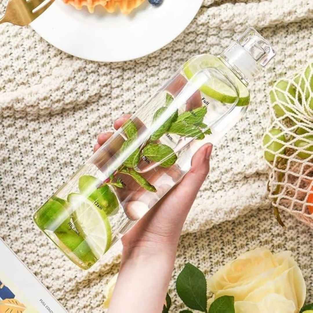 700ml Gradient Glass Water Bottle with Measurement Markings and Leak-Proof Cap – Selective Colors
