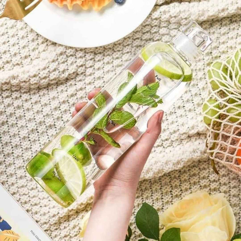 700ml Gradient Glass Water Bottle with Measurement Markings and Leak-Proof Cap – Selective Colors
