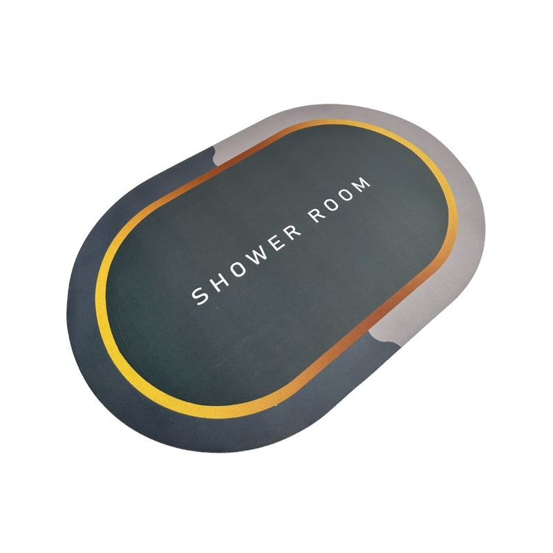Gray mat with 'SHOWER ROOM' text on a white background
