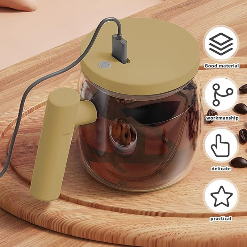 Automatic Self-Stirring Mug – USB Rechargeable Glass Cup With Stirring Mechanism For Effortless Coffee, Tea, And Hot Beverages | Cupindy