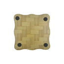 Back view of wooden coaster with non-slip rubber pads at each corner, heat-resistant and durable, sold by 1 piece