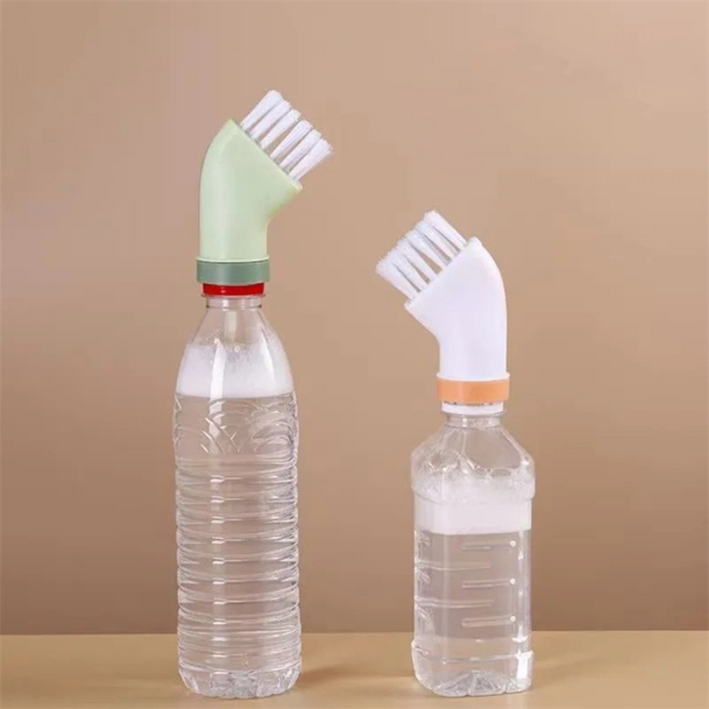 Bottle-Top Cleaning Brush With Soap Dispenser Attachment For Easy Scrubbing And Stain Removal