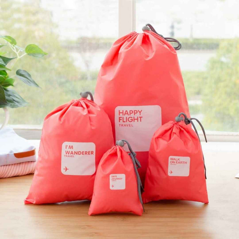 Colorful Travel Storage Bag Set With Drawstring – Waterproof Organizer For Luggage & Closet