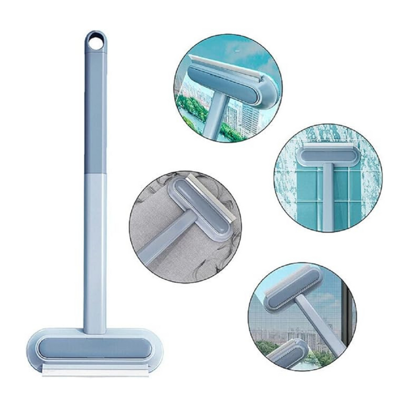 Multi-Function Window Cleaner Brush - Double-Sided, Pet Hair & Lint Remover, Durable & Reusable