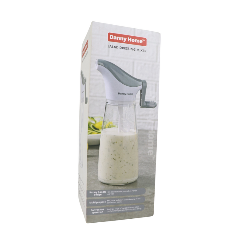 Danny Home Salad Dressing Mixer With Rotary Handle - Easy Mix & Serve 360 ml Bottle
