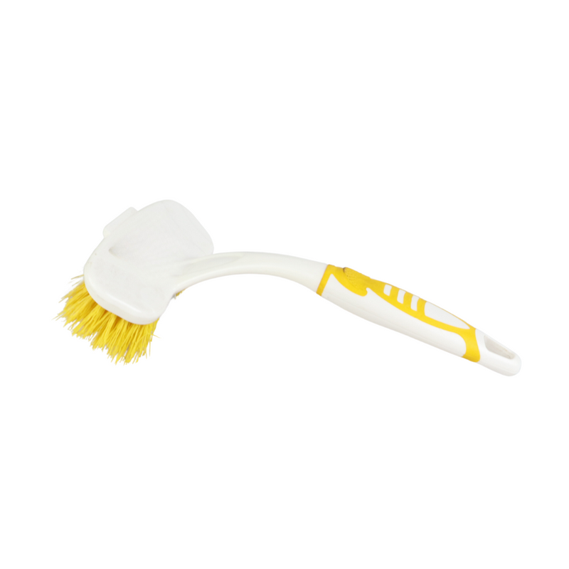 Heavy-Duty Cleaning Brush with Dual-Color Bristles and Ergonomic Handle for All-Purpose Scrubbing