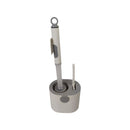 Gray toilet brush and holder set on a white background