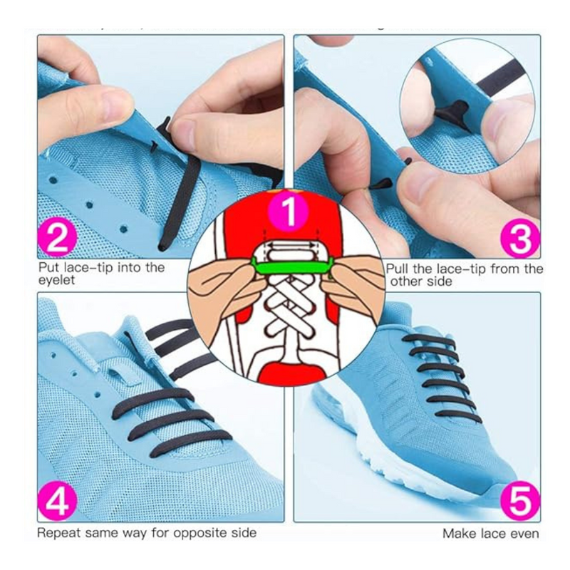 Elastic Silicone Shoelaces For Sneakers - Easy To Use, Waterproof, And No-Tie Design