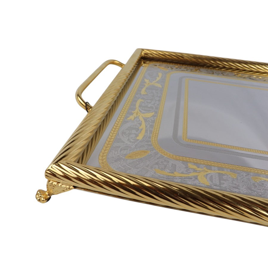 Elegant Italian Stainless Steel 18/10 Gold-Plated Serving Tray – Premium Design, 50 cm
