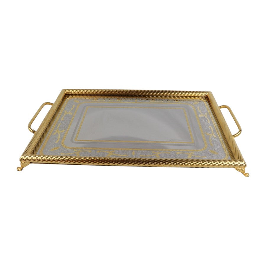 Elegant Italian Stainless Steel 18/10 Gold-Plated Serving Tray – Premium Design, 50 cm