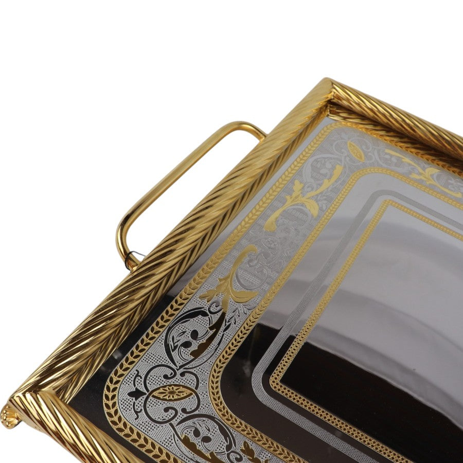 Elegant Italian Stainless Steel 18/10 Gold-Plated Serving Tray – Premium Design, 50 cm
