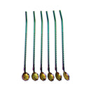 Colorful Stainless Steel Straw Spoon Set – 6-Piece Reusable Cocktail & Beverage Stirring Straws